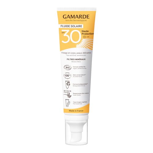 Gamarde Sun Fluid SPF 30 Sunscreen - Mineral Sunscreen with Invisible Texture - Enriched with Vegetable Oils - Non-Sticky and Chemical Free - 3.38 oz