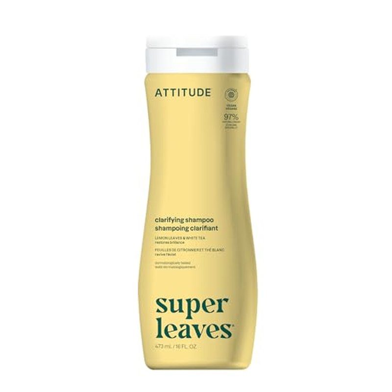 ATTITUDE Clarifying Hair Shampoo, EWG Verified, Restores Shine, Naturally Derived Ingredients, Vegan and Plant Based, Lemon Leaves and White Tea, 16 Fl Oz