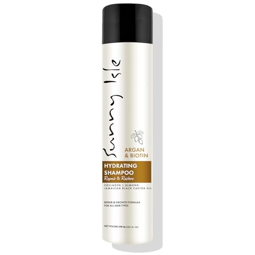 Sunny Isle Argan and Biotin Hydrating Shampoo - Collagen, Almond, Castor Oil, Moisturizing - 10.1 oz