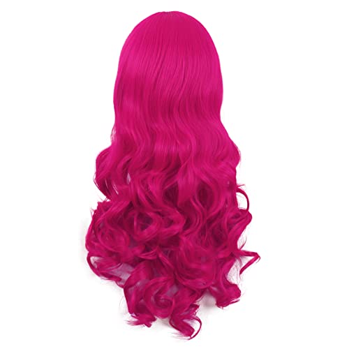 MapofBeauty Lolita Long Curly Pink Ponytail Clip-On Wig for Cosplay