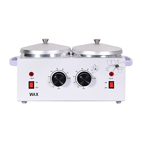 WAOYPGZ Portable Double Pot Waxing Kit with White Warmer - Adjustable Temperature