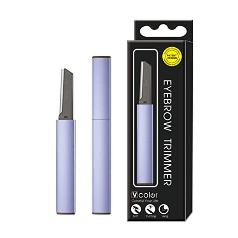 Exfoliating Eyebrow Razor Dermaplaning Tool Eyebrow Trimmer with 4 Replacement Blades, Facial Razors for Women Aluminum Alloy Handle & Stainless Steel Blade (Blue)
