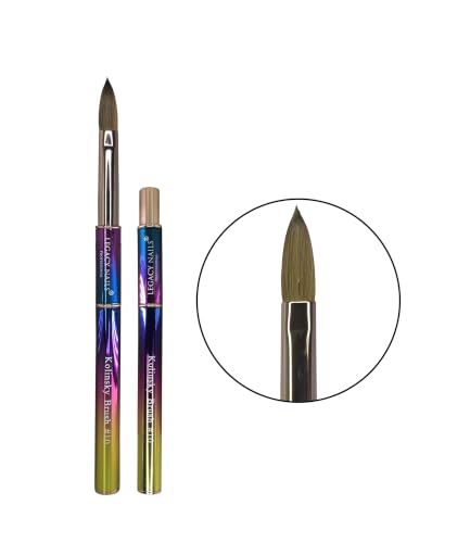 Multicolor Kolinsky Nail Brush #10 for Acrylic Nail Extensions - Flexible, Light Weight