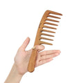 Extra Wide Tooth Wooden Comb for Detangling - Handmade Vintage Style Hair Brush for Women & Men