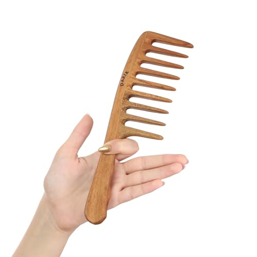 Extra Wide Tooth Wooden Comb for Detangling - Handmade Vintage Style Hair Brush for Women & Men