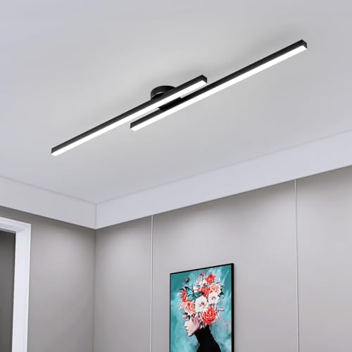 Modern Ceiling Light Fixture with Remote - Black Sputnik 43.3 Inch Dimmable LED Lamp