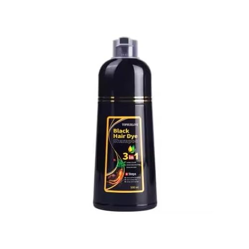 Black Hair Dye Shampoo, 3-in-1 Natural Formula, 500ml