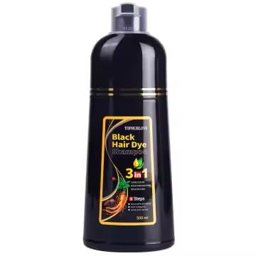 TOPHUBLOVE Black Hair Dye Shampoo, 3-in-1 Natural Formula, 500ml