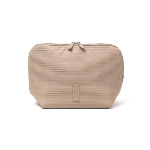 Vertical Waterproof Makeup & Toiletry Bag - 23-Pocket Organizer, Medium, Sandstone