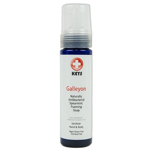 Keys Galleyon All Natural Antibacterial Foaming Spearmint Castile Soap Sanitizer for Hand and Body, 100% Biodegradable Rich Conditioning Oils for People, Children, Pets, Vegan, Gluten Free, 7.9 ounces