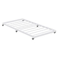 Lutown-Teen White Twin Trundle Bed Frame with Lockable Wheels