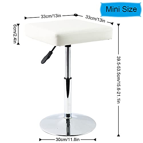 White Adjustable Salon Stool - Height-Adjustable Vanity & Barber Chair, Swivel, Small