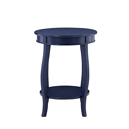 Navy Blue Round Side Table with Shelf - Powell Phipps Variation