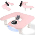 Big Arm Rest for Nails Tech with Rotating Phone Holder: 3nd Generation U-Shaped Manicure Nail Arm Rest Stand Height Adjustable Armrest for Acrylic Nails(Pink)
