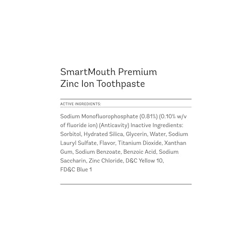 SmartMouth Anti-Cavity Zinc Toothpaste 6 oz Pack of 2 - Fluoride & Enamel Support