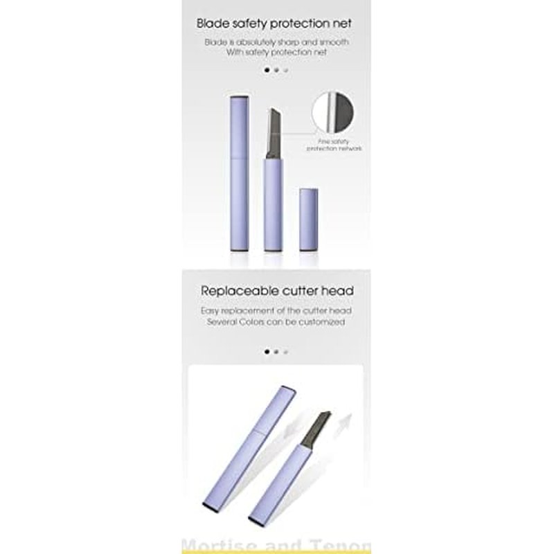 Exfoliating Eyebrow Razor Dermaplaning Tool Eyebrow Trimmer with 4 Replacement Blades, Facial Razors for Women Aluminum Alloy Handle & Stainless Steel Blade (Blue)