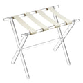 Sumerflos Beige Acrylic Luggage Rack with Leather Straps - Foldable Suitcase Stand for Hotel & Bedroom, Heavy-Duty 50-100 lb