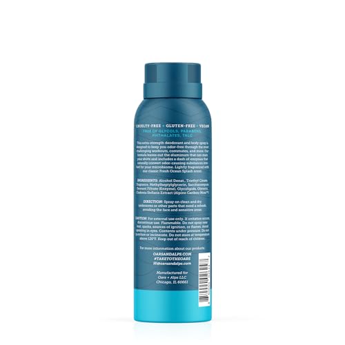 Oars + Alps Aluminum-Free Whole Body Deodorant Spray - Fresh Ocean Splash, 3.4oz 3 Pack