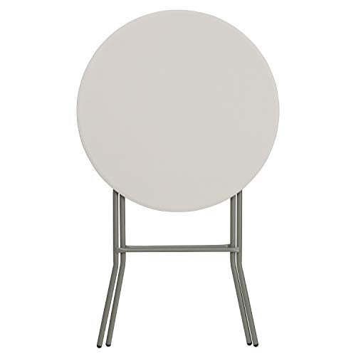 2.63 ft Plastic Round Folding Bar Table - White, Portable for Events