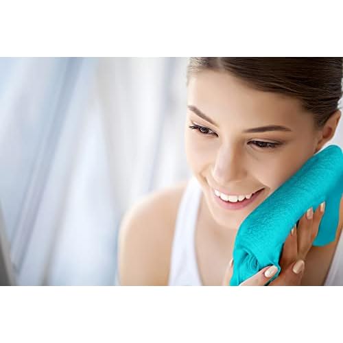 Softolle 100% Cotton Washcloths 60 Pack (12x12 Inches) Soft, Highly Absorbent Washcloth, Face Towels, Wash Cloths for Face, Ring Spun, Bulk Pack (Turquoise)
