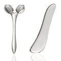 Face & Body Massager - Stainless Steel Guasha Set for Wrinkle Reduction, Chin Lift & Skin Tightening (Silver)