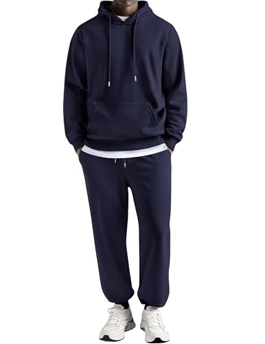 Men's 2 Piece Sweatsuit Tracksuit Navy Blue Large Casual Athletic Jogging Set