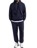 Men's 2 Piece Sweatsuit Tracksuit Navy Blue Large Casual Athletic Jogging Set