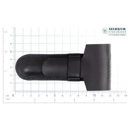 MERKUR Black Leather Razor Case ? Vegetable-Tanned Cowhide, Precision Fit for Safety Razors up to 110 mm, Protective Travel Cover, Made in Germany