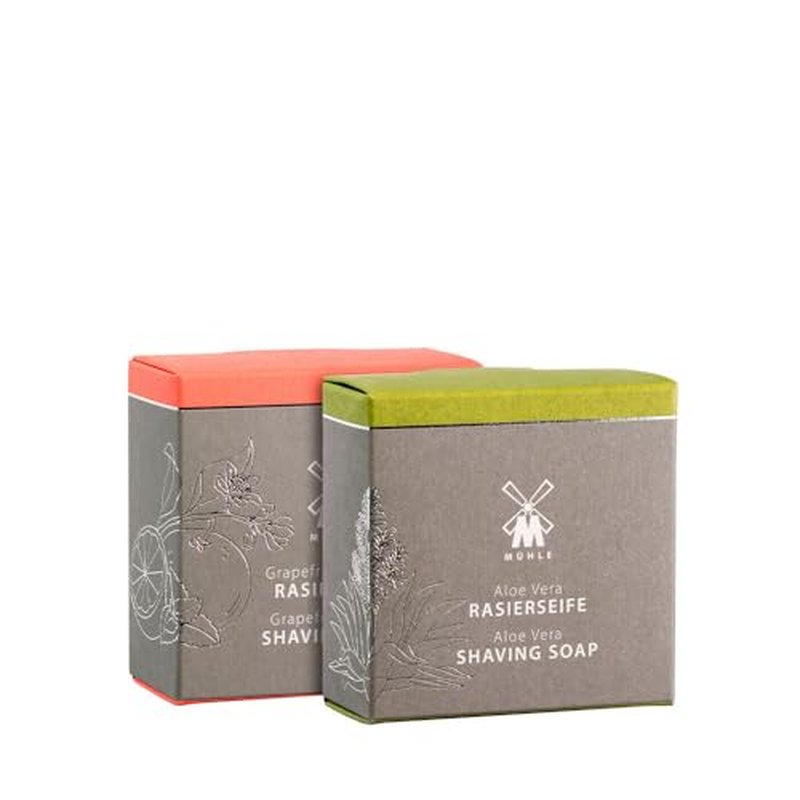 M?HLE SHAVING CARE Shaving Soap Duo with the M?hle shaving soaps, Aloe Vera and Grapefruit/Mint