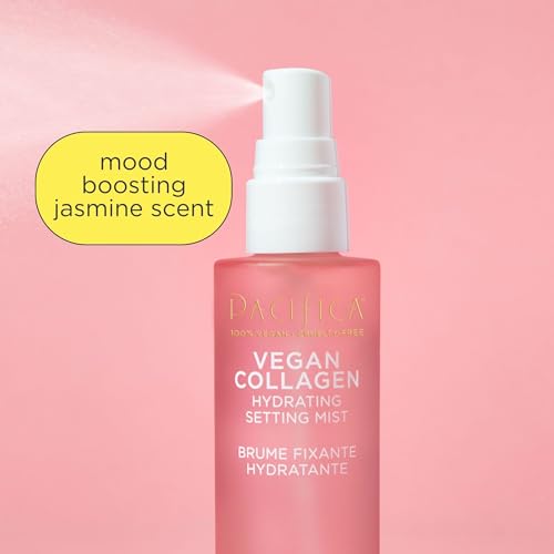 Pacifica Beauty Vegan Collagen Hydrating Setting Mist ? Hydrating Illuminating Face Primer for Dewy Skin, w/Vegan Collagen & Squalane for Radiant Glow, Soft-Focus Pore Blurring Makeup Base