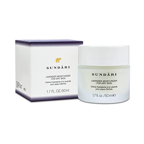 SUNDARI Lavender Moisturizer, 1.7 Fl Oz, Hydrating Cream with Essential Oils & Botanical Extracts, Soothes and Nourishes, Lifts & Firms, For Dry Skin