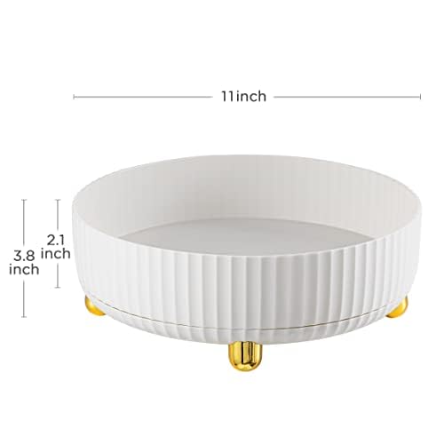 HBlife Makeup Organizer, 360 Degree Rotating Perfume Organizer, 11 Inches Large Capacity Lazy Susan for Bathroom Counter or Vanity, White