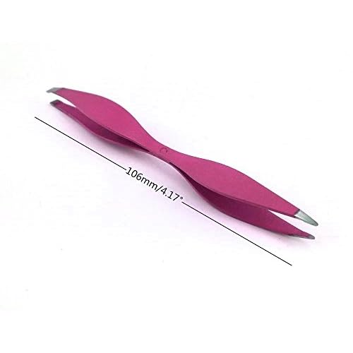 yueton 2pcs Double End Precision Pointed and Slant Tip Tweezers Set for Eyebrow and Ingrown Hair