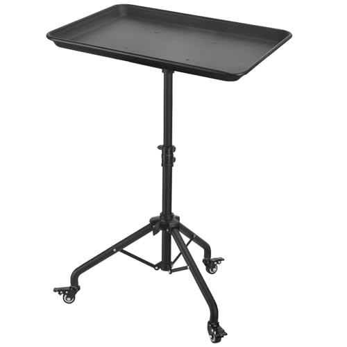 Salon Rolling Tray Cart with Wheels & Adjustable Height - Black
