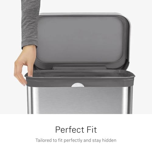 simplehuman Code Q 200 Count Odorsorb Custom Fit Trash Bags - Drawstring, Extra Thick, 50-65L, 50% PCR Plastic, Mess-Free Dispense
