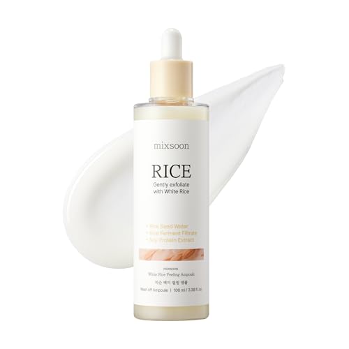 mixsoon White Rice Peeling Ampoule - White rice exfoliant, Gentle Exfoliating Serum for Smooth, Radiant Skin, Dead Skin Cells Remover 100ml / 3.38 fl.oz. Korean Glass Skin Care