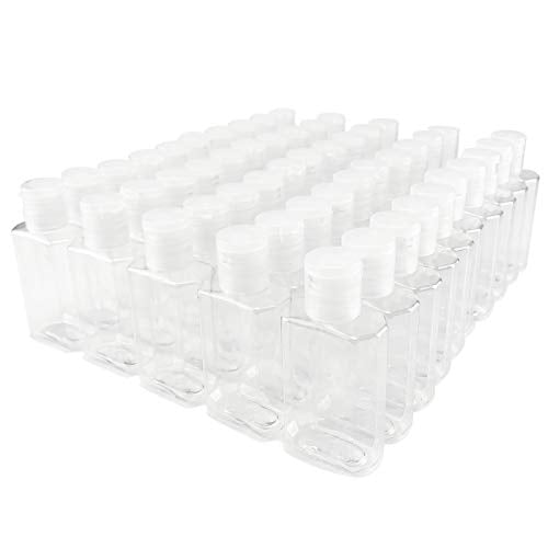 Empty Hand Sanitizer Travel Size Bottles, 2oz, 100 Pack, Plastic Clear Refillable Flip-Top Containers for Shampoo, Baby Shower