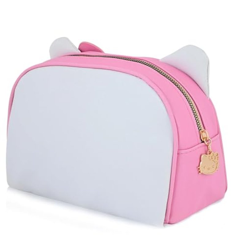 Fast Forward Hello Kitty Cosmetic Makeup Bag Officially Licensed 9 Inch Pink and White Leather Toiletry Tote Bag