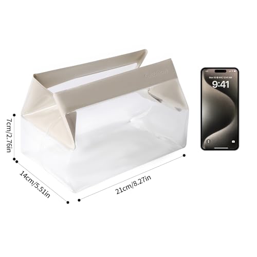 Premium Magnetic Clear Toiletry Bag ? 0.7mm Thick Structured TPU Travel Organizer, Waterproof Transparent Cosmetic Case with Snap Closure, Modern Color Triml (White Trim)