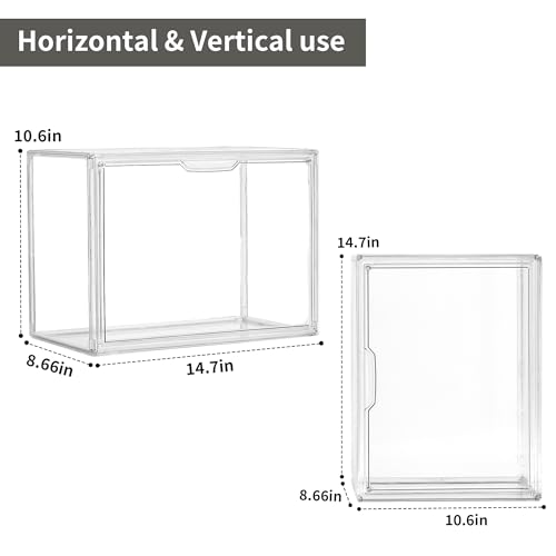 Clear 5Pack Acrylic Cube Storage Organizer Stackable Book Display Case with Magnetic Door
