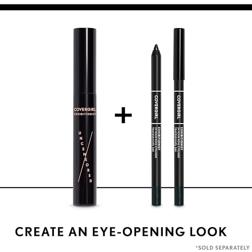 COVERGIRL Exhibitionist 24-Hour Kohl Eyeliner, Black, Gel Eyeliner, 0.04 Fl Oz,Black Eyeliner, Long Lasting Eyeliner, Gel Eyeliner Pencil, Glides On, Waterproof Eyeliner
