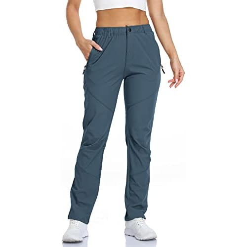 SPOSULEI Womens Summer Lightweight Pants Outdoor Nylon Quick Dry Travel Golf Hiking Sweatpants with Zipper Pockets