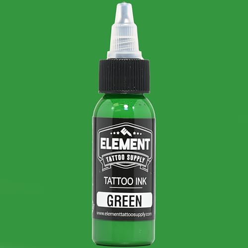 Element Tattoo Supply 6-Color Ink Set - 1oz Bottles, White Black Yellow Red Green Blue