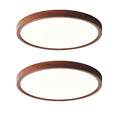HEYAN 16-Inch Walnut Wood Flush Mount Ceiling Light Fixture 2 Pack with Adjustable Color Temperature