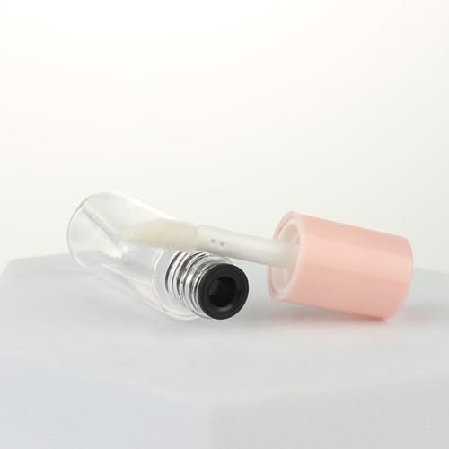 COSIDEA 10pcs 3ml empty lip gloss tubes with wand 0.1OZ Round mini Pink lipgloss tube container for DIY cosmetics packing