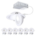 6 Inch Gimbal LED Recessed Lights 6 Pack - Adjustable White Canless Ceiling Lights with 5 CCT