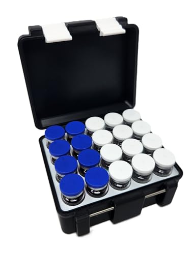 Black/White 20x 10ml Vial Storage Cases, Freezer Safe Hard Shell Organizer