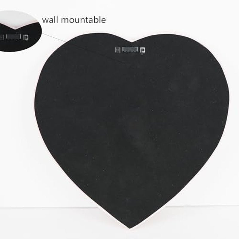 Heart Shape Makeup Mirror Wall Mounted Mirror with Hanging Hole for Home Room Decoration Birthday Gift Valentine's Day Gift for Girl,10.6x10.2inch(Pink)