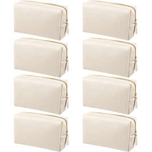 Dunzy Medium Beige Waterproof PU Leather Cosmetic Bag - 8 Pack
