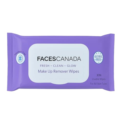 FACESCANADA Fresh Clean Glow Makeup Remover Face Wipes | Gentle Facial Towelettes | Ultra Soft | Removes Oil, Dirt & Makeup | Alcohol Free (30 Wipes)